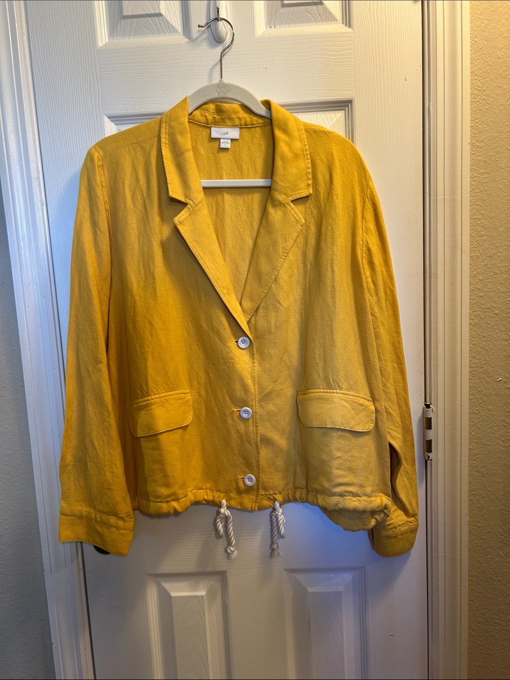 Chico's Yellow Drawstring Hem Blazer Jacket